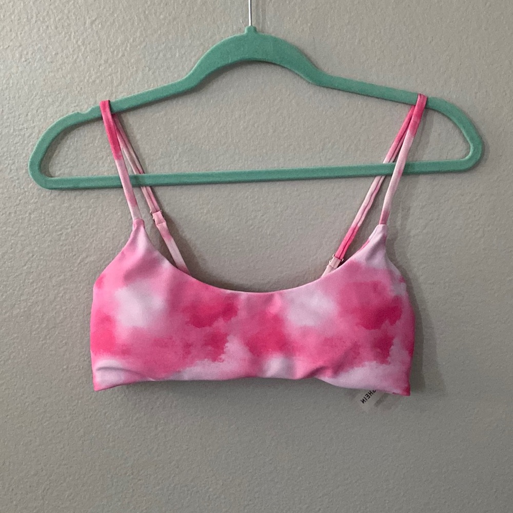 SHEIN pink and white tie dye bathing suit